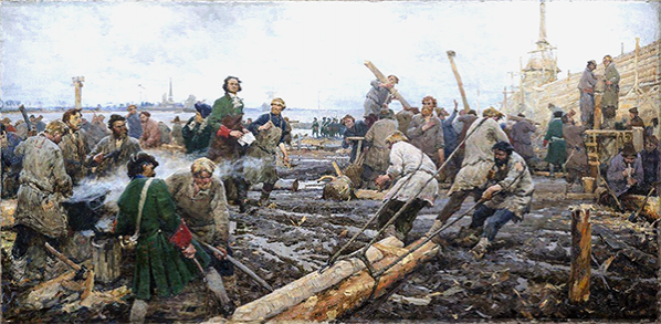 Петр I на строительстве Санкт-Петербурга.