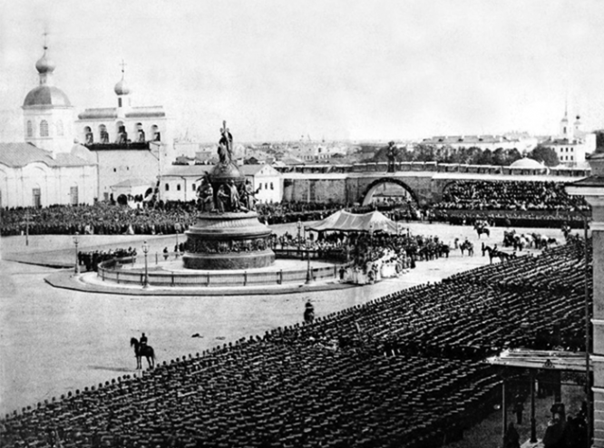 Открытие памятника «Тысячелетиелетия России» в Новгороде в 1862 г.
