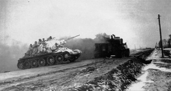 Советские танки перерезают дорогу Житомир – Бердичев.