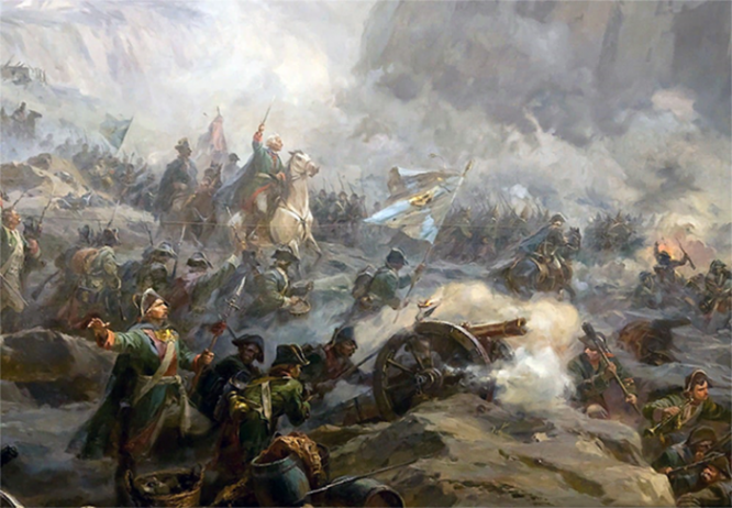 Бой при Гларусе во время Швейцарского похода Суворова.