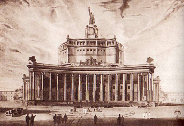 Перед архитекторами была поставлена задача создать здание-монумент олицетворяющее мощь Красной Армии.