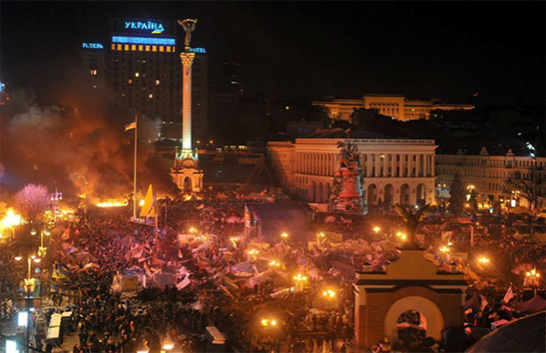 Протестующие на Майдане Независимости. Киев, февраль 2014 г.