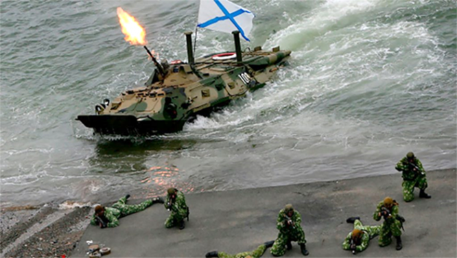 Высадка гвардейской бригады морской пехоты на берег