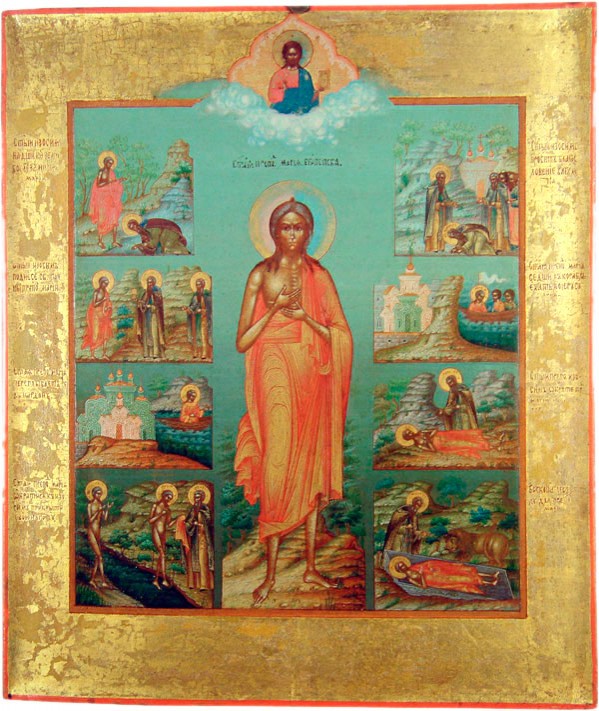 Преподобная Мария Египетская, с житием. Конец XIX века