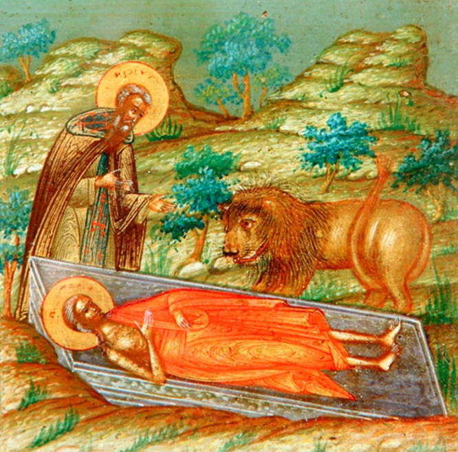 Старец Зосима погребает Марию Египетскую