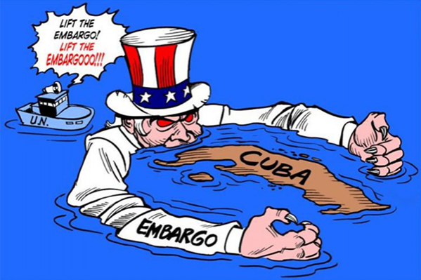 Карикатура на санкции США против Кубы