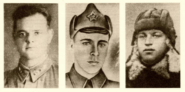 Экипаж машины боевой: В. М. Агарков, Н. С. Житенев, С. М. Румянцев